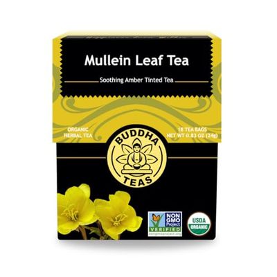 Buddha Teas - Mullein Leaf - Organic Herbal Tea - For Health &amp; Wellbeing - With Antioxidants, Minerals &amp; Vitamin C - Caffeine Free - 100% Kosher &amp; Non-GMO - 18 Tea Bags (Pack of 1)