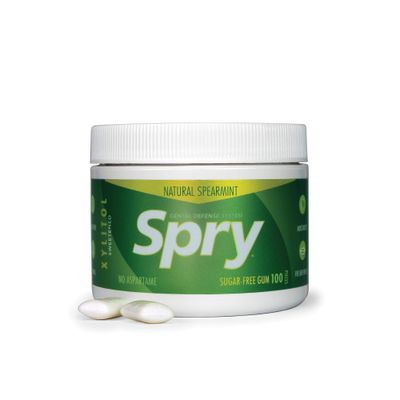 Spry Fresh Natural Xylitol Chewing Gum Dental Defense System Aspartame-Free Sugar Free Gum (Spearmint, 100 Count - Pack of 1)