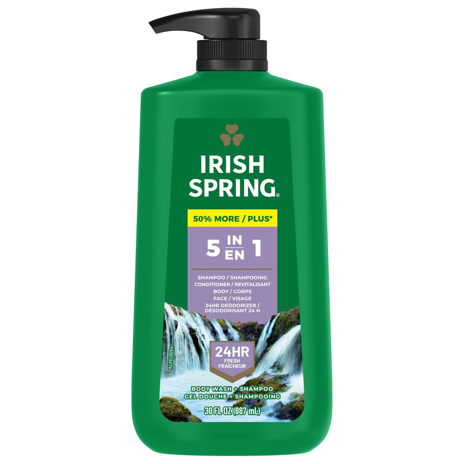 Irish Spring 5 in 1 Body Wash for Men, Men&#39;s Body Wash, Smell Fresh and Clean for 24 Hours, Conditions and Cleans Body, Face, and Hair, Made with Biodegradable Ingredients, 30 Oz Pump