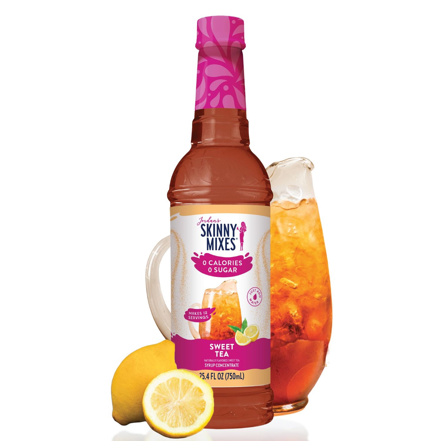 Jordan&#39;s Skinny Mixes Sugar Free Syrup, Sweet Tea Flavor, Flavored Water Enhancer, Drink Mix for Ice Tea, Lemonade &amp; More, Zero Calorie Flavoring, Keto Friendly, 25.4 Fl Oz, 1 Pack