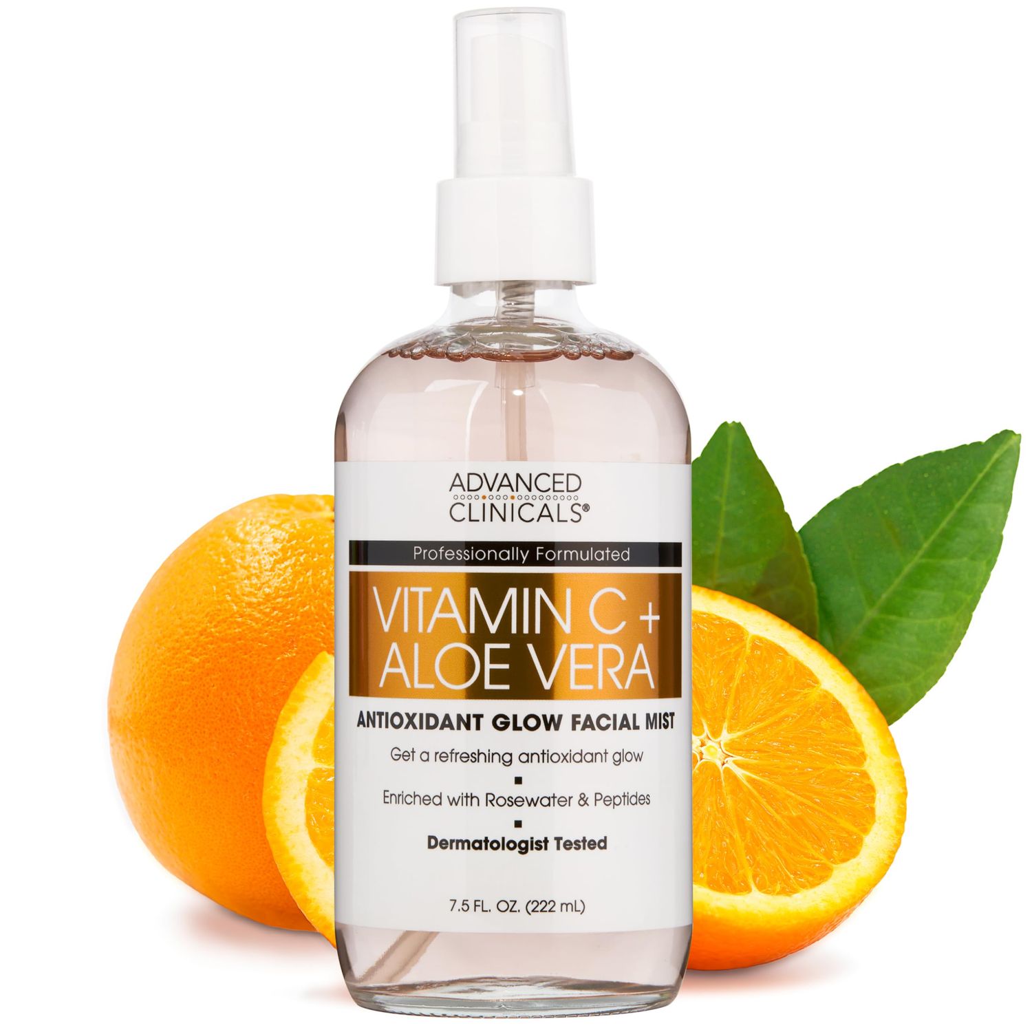 Advanced Clinicals Vitamin C Face Toner W/Ferulic Acid &amp; Rosewater, Antioxidant Facial Mist Spray for Face, Skin Refreshing, Hydrating, &amp; Non-Greasy Instant Hydration Facial Spray, Large 8 Fl Oz