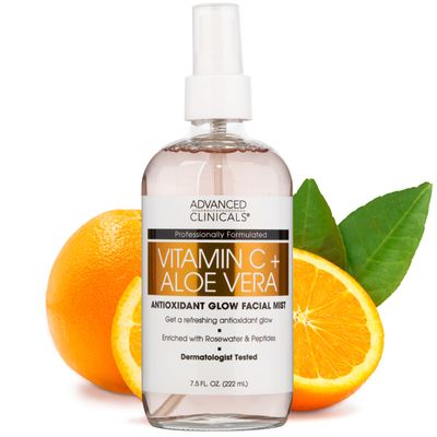 Advanced Clinicals Vitamin C Face Toner W/Ferulic Acid &amp; Rosewater, Antioxidant Facial Mist Spray for Face, Skin Refreshing, Hydrating, &amp; Non-Greasy Instant Hydration Facial Spray, Large 8 Fl Oz