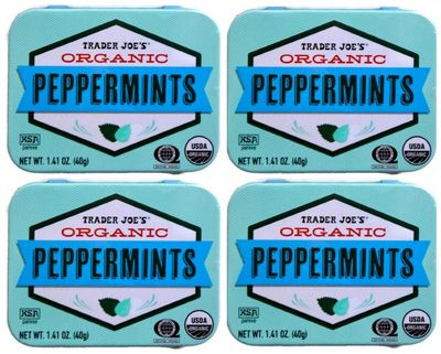 Trader Joe&#39;s Organic Peppermints, 1.41 oz Tin (Pack of 4) Gluten Free Vegan