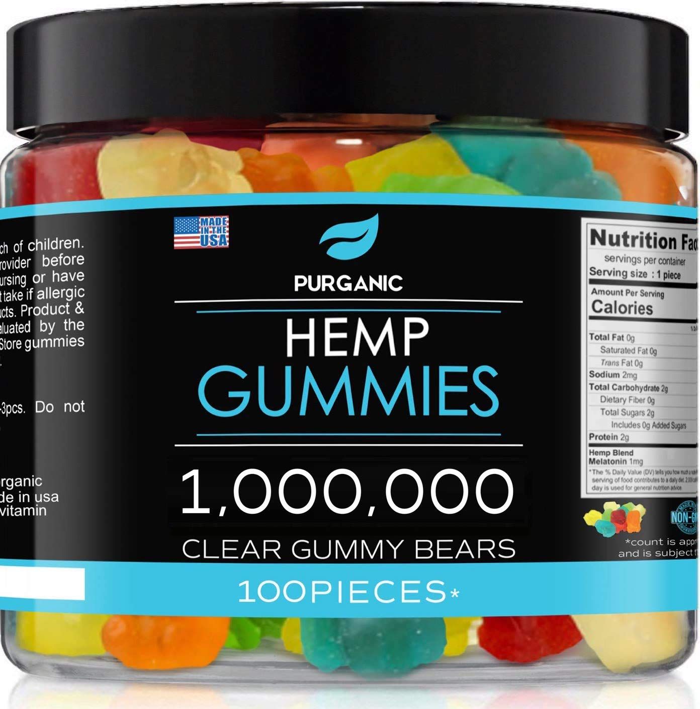 Purganic Gummies for Stress &amp; Relaxation - 1M - Delicious Natural Fruit Flavors - Made in USA - Relaxing Gummies - 100ct