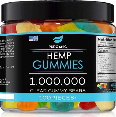 Purganic Gummies for Stress &amp; Relaxation - 1M - Delicious Natural Fruit Flavors - Made in USA - Relaxing Gummies - 100ct