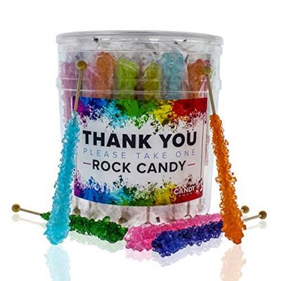 Candy Envy - Thank You Themed Rock Candy Sugar Sticks - 36 Indiv. Wrapped - Assorted Colors &amp; Flavors