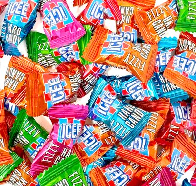 Icee Fizzy Hard Candy Fizzy Candy Bulk 72 Count - Individually Wrapped Candy, Assorted Flavors Fizzy Candy 72 Count