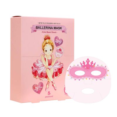 peach and Ballerina Face Mask Sheet for Kids, Children Facial Mask made with 100% Cotton (10pcs)