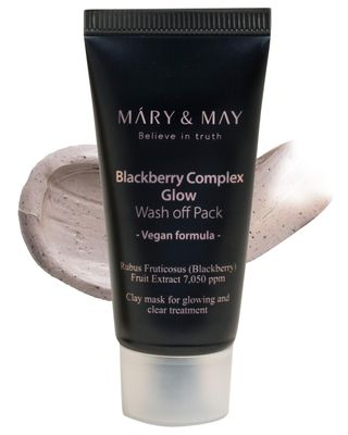 Mary&amp;May Vegan Blackberry Complex Glow Wash Off Mask - Blackhead Care, Pore Clearing, Anti Aging Clay Mask - Bright and Glow Skin - Korean Skincare, 1.01oz.