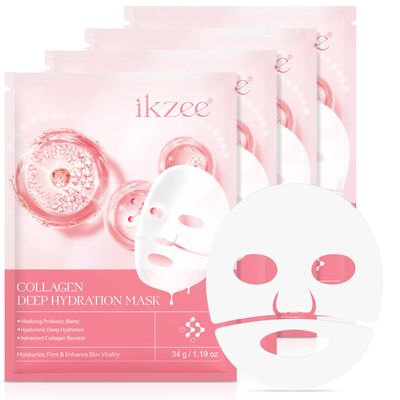 Collagen Face Mask 34gx4ea, Collagen night wrapping mask, enhancing skin vitality, radiant complexion, Facial Hydrogel Masks with low molecular weight collagen for elasticity