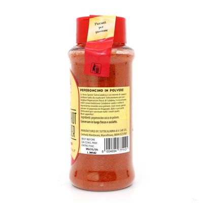 TUTTOCALABRIA Calabrian, Chili Powder, Hot, Shaker, 110 g, 3.88 oz All Natural, Non-GMO, Product of Italy