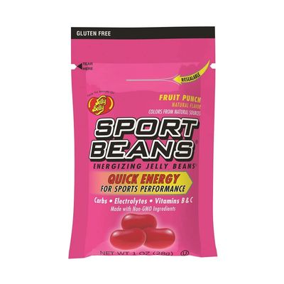 Sport Beans Energizing Jelly Beans for Exercise with Electrolytes and Vitamins, by Jelly Belly - Fruit Punch Flavor, Pack of 6 x 1 Ounce Resealable Bags
