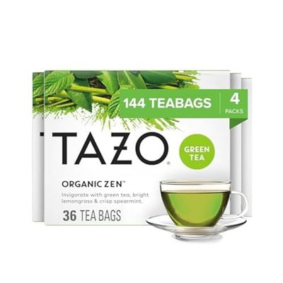TAZO Organic Zen Green Tea Bags, 144 Total Tea Bags (36ct - Pack of 4)