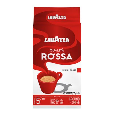 Lavazza Qualit Rossa Ground Coffee, Medium Roast, Arabica and Robusta Blend, 8.8 oz Brick