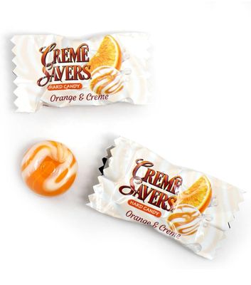 Creamy Delight Hard Candy Original Classic Creamy Delight Individually Wrapped Candies The Taste of Fresh Strawberries or Orange Swirled in Rich Cream (2 - Pack, Strawberry and Orange Cream)