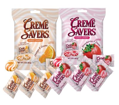 Creamy Delight Hard Candy Original Classic Creamy Delight Individually Wrapped Candies The Taste of Fresh Strawberries or Orange Swirled in Rich Cream (2 - Pack, Strawberry and Orange Cream)