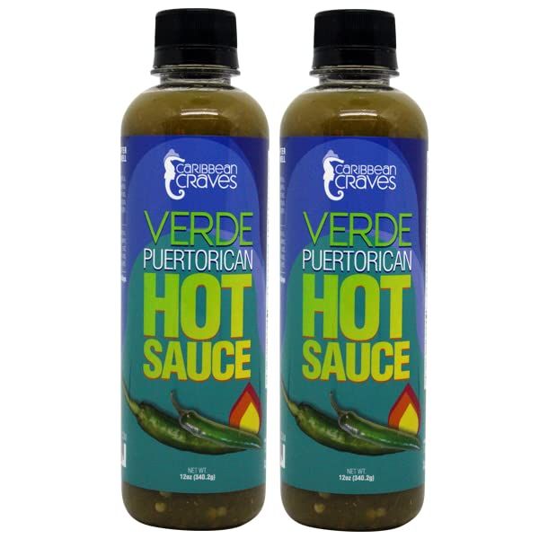 Caribbean Craves - Puerto Rican Hot Sauce - 12oz (Bulkier Size) (Verde (2pk), Pickled Jalapeo Peppers)