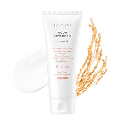 S.NATURE AQUA RICE FOAM CLEANSER 80ml Facial Cleanser, Rice Extract Rice Powder Cleanser with Mild Cleansing, Glycerin,Vegan, Face Wash, Korean Skincare 2.71Fl Oz