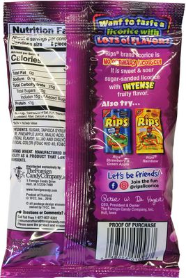 Rips Licorice Candy Grape Flavor, 4 Ounce