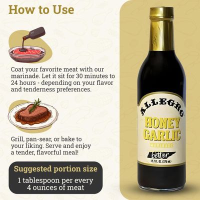 ALLEGRO - The Marinate Everything Marinades Perfect Marinades for Meat &amp; Veggies Marinade for Grilling, Roasting &amp; Cooking Versatile, Flavorful &amp; Easy to Use 12.7 Oz (Pack of 4) - Honey Garlic