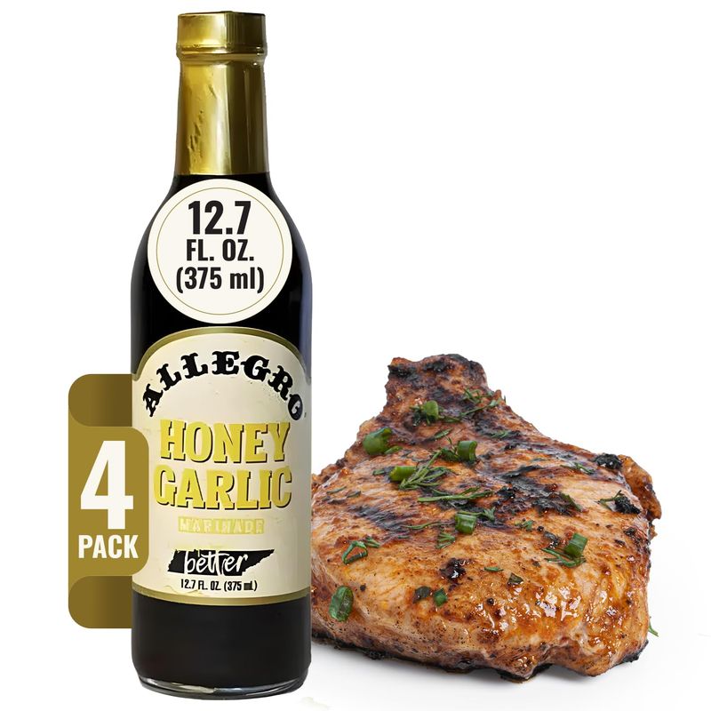 ALLEGRO - The Marinate Everything Marinades Perfect Marinades for Meat &amp; Veggies Marinade for Grilling, Roasting &amp; Cooking Versatile, Flavorful &amp; Easy to Use 12.7 Oz (Pack of 4) - Honey Garlic