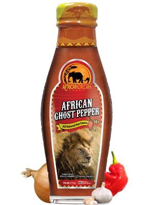 African Ghost Pepper Hot Sauce by African Dream Foods Extremely Spicy Sauce Vegan, Non-GMO Glass Bottle, 5 fl oz