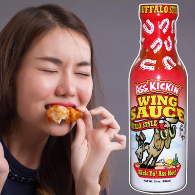 ASS KICKIN Buffalo Wing Sauce - 13 oz - Try if you dare! - Perfect Gourmet Gift for the Wing Sauce Fan