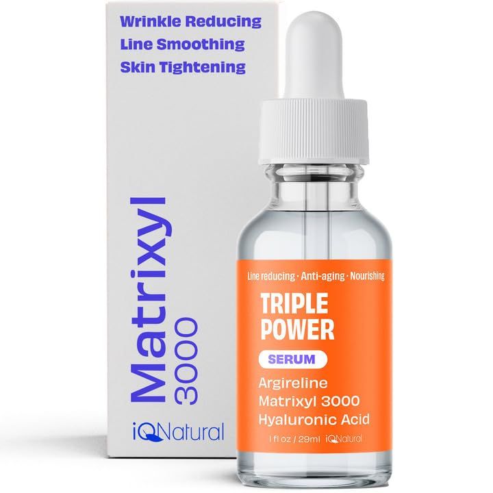 IQ Natural Argireline &amp; Matrixyl 3000 Serum - Anti-Aging Peptide for Face, Hydrating Face Serum for Women and Men, 1oz