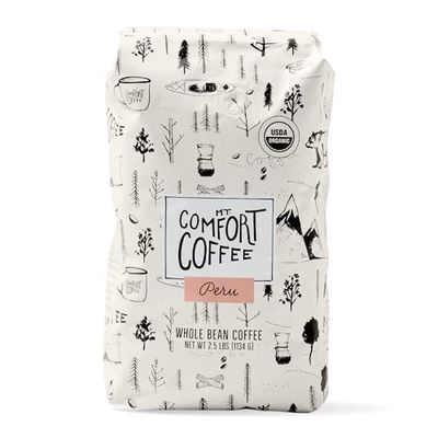 Mt. Comfort Coffee Organic Peru Medium Roast, 2.5 Pounds - Flavor Notes of Nutty, Chocolate, &amp; Citrus - Sourced From Small, Peruvian Coffee Farms - Roasted Whole Beans
