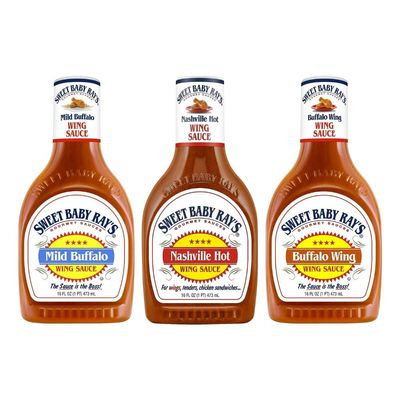 Sweet Baby Rays Nashville Hot, Mild Buffalo, Regular Buffalo Wing Sauce Variety Pack, 16 fl oz. (Pack of 3)