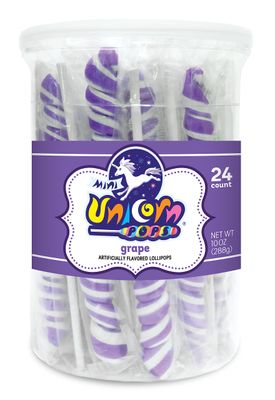 Unicorn Pops 24 Count - Individually Wrapped Unicorn Lollipops - Unicorn Party Favors, Candy Buffets, Lollipops Bulk (Grape, Lavender)