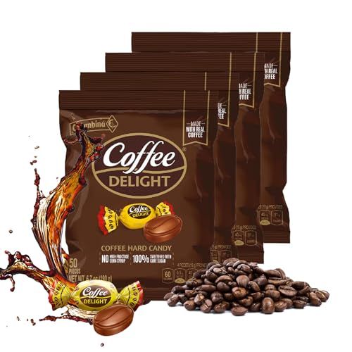 Colombina Coffee Delight Hard Candy - Pack of 50 Gluten Free Coffee-Flavored Candies Made w/Real Colombian Coffee (50 Count) (6.7oz - 190g) (4 Pack)