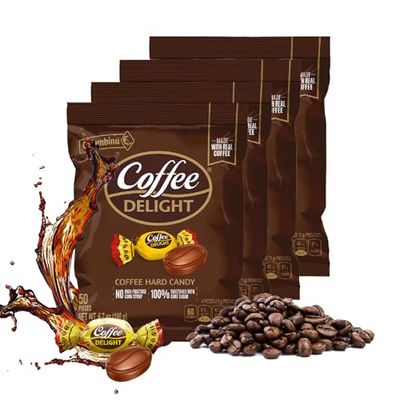Colombina Coffee Delight Hard Candy - Pack of 50 Gluten Free Coffee-Flavored Candies Made w/Real Colombian Coffee (50 Count) (6.7oz - 190g) (4 Pack)