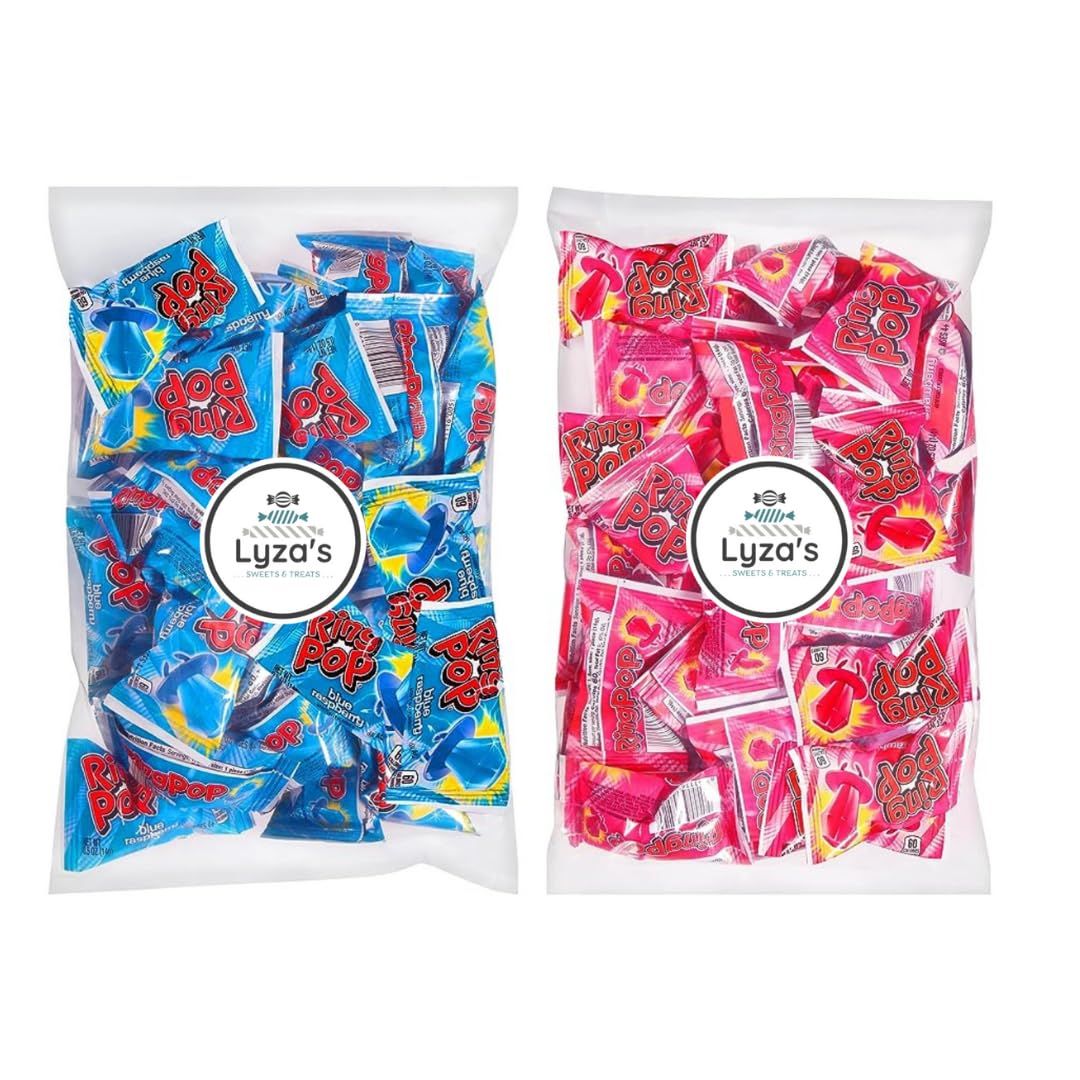 Gender Reveal Party Favors - Ring Pop Colorfest, BLUE &amp; PINK (10 ct. each) - Gift Pack of 2 by Lyza&#39;s Sweets &amp; Treats