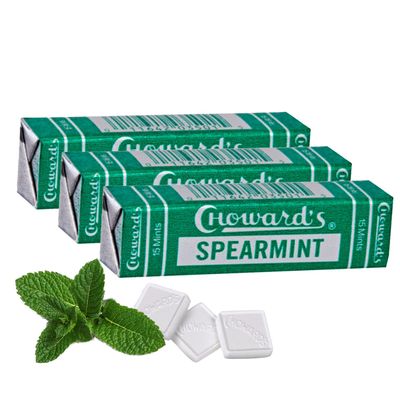 Choward&#39;s Spearmint Candy Bags Unique Aromatic Flavors for Everyday Freshness Perfect for Travel, Sharing, and Gifting Distinctive Taste in Convenient Packaging 3 Pack (15 Mints Per Package)
