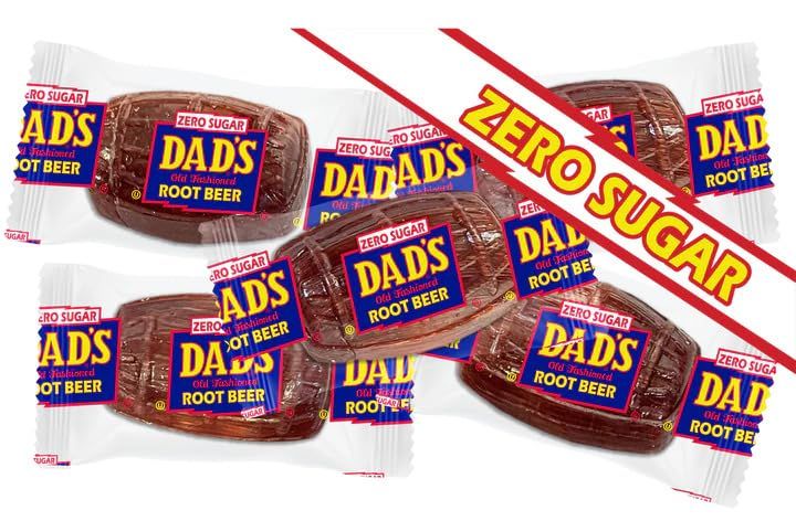 Dad&#39;s Sugar Free Root Beer Barrels Hard Candy, Individually Wrapped in Resealable Bag. (1 Pound)