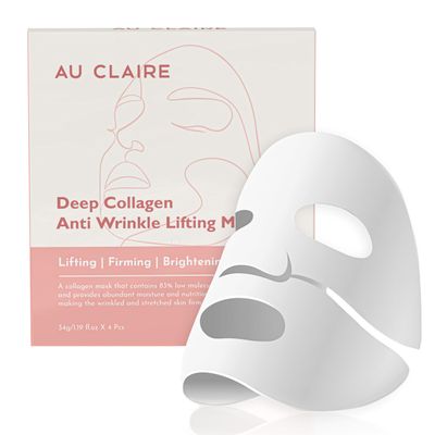 AU CLAIRE Deep Collagen Face mask, Hydrating Anti-wrinkle Lifting mask for All Skin Types, 34g x4ea