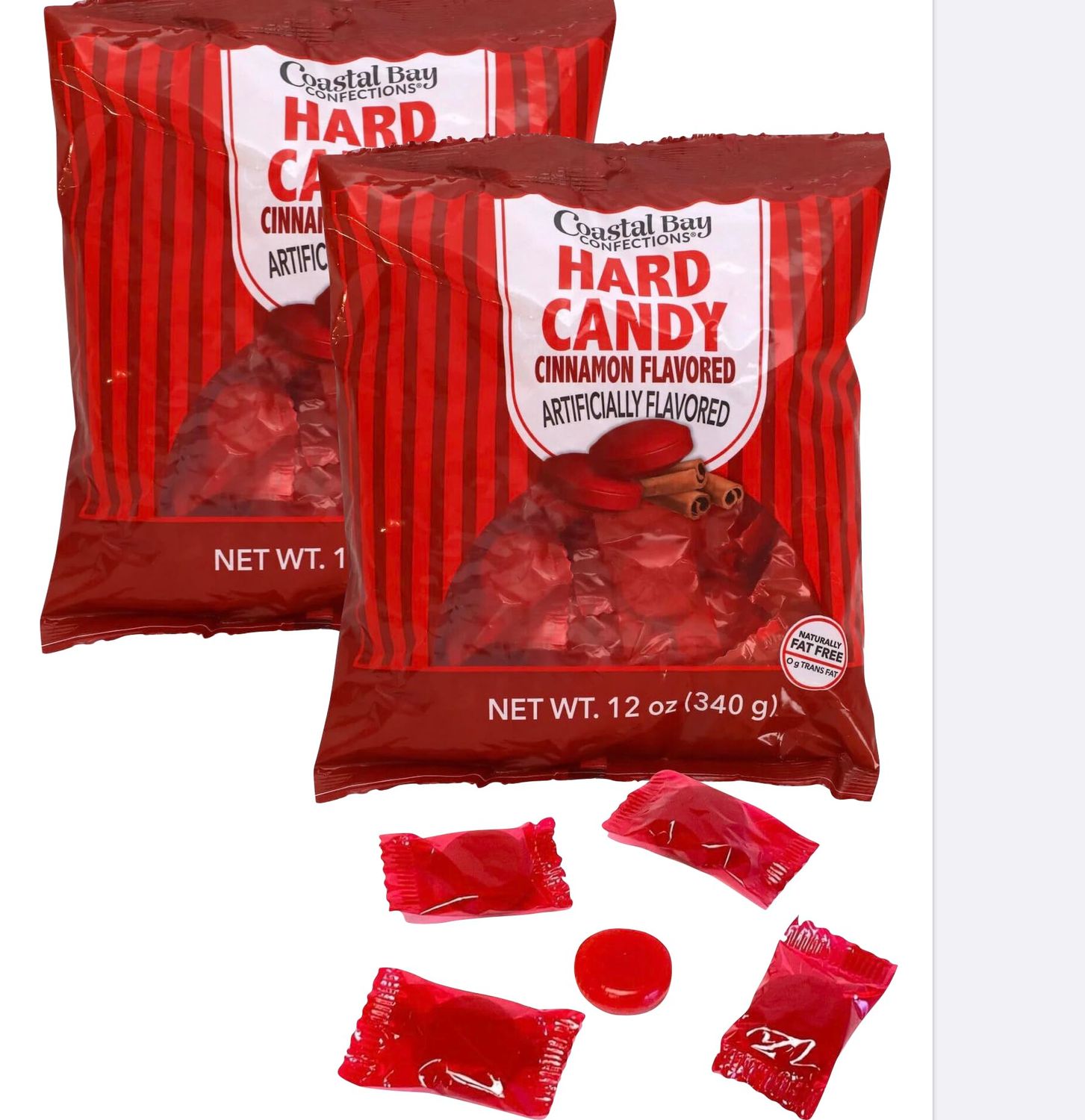 Coastal Bay Hard Candy (12 0z -Pack of 2, Cinnamon Flavored)