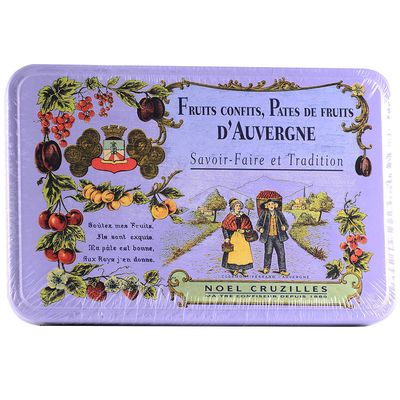 Cruzilles Ptes de Fruits dAuvergne Imported Assorted French Fruit Jelly Candies in Metal Tin (Assorted, 11.6oz)
