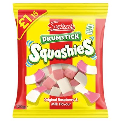 Swizzels Drumstick Squashies Original Raspberry &amp; Milk Flavour 12 x 120g PMP