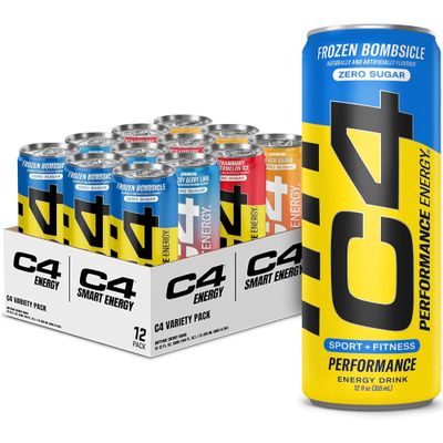 Cellucor C4 Performance &amp; Smart Energy Drink Official Variety Pack Zero Sugar Carbonated Preworkout Energy 150200mg Caffeine with Beta Alanine 4 Flavors 12 Fl Oz (12 Pack)