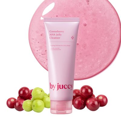 By Juccy Gooseberry AHA Jelly Cleanser Gentle &amp; Hydrating Low PH Glycolic Acid, Indian Gooseberry, Sea Buckthorn Exfoliates Dead Skin CellsKorean Face Wash Korean Skin Care 4.05 Fl.oz