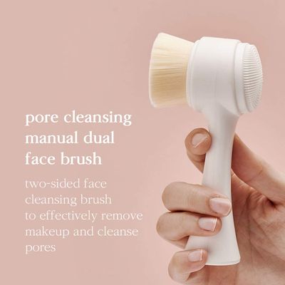 Nooni Pore Cleansing Tool - Manual Dual Brush Facial Massager and Exfoliator, Soft Bristle &amp; Silicone Brush, Mother's Day, 1 Count