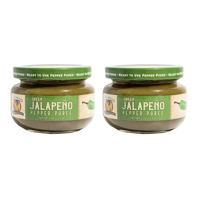 Louisiana Pepper Exchange Green Jalapeno Pepper Puree Sauce Salsa, Hot Spicy Flavor Seasoning, Plant-Based, Gluten-Free, Replaces Diced Jalapenos, 2 Pack
