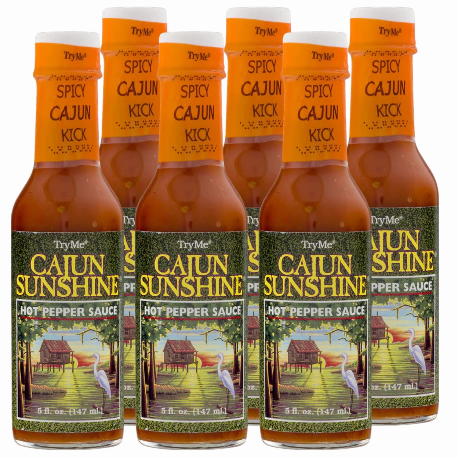 Try Me Cajun Sunshine Hot Pepper Sauce, 5oz (Pack of 6)