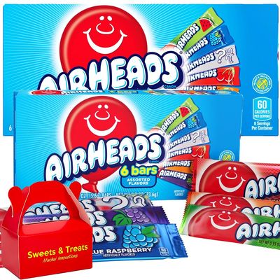 Air heads Fruit Flavored Candy Variety Pack Watermelon Raspberry Cherry White Mystery &amp; Strawberry - Individually Wrapped Candy Gift Plus Muchai Card (Assorted Flavors 2 Theater Boxes)