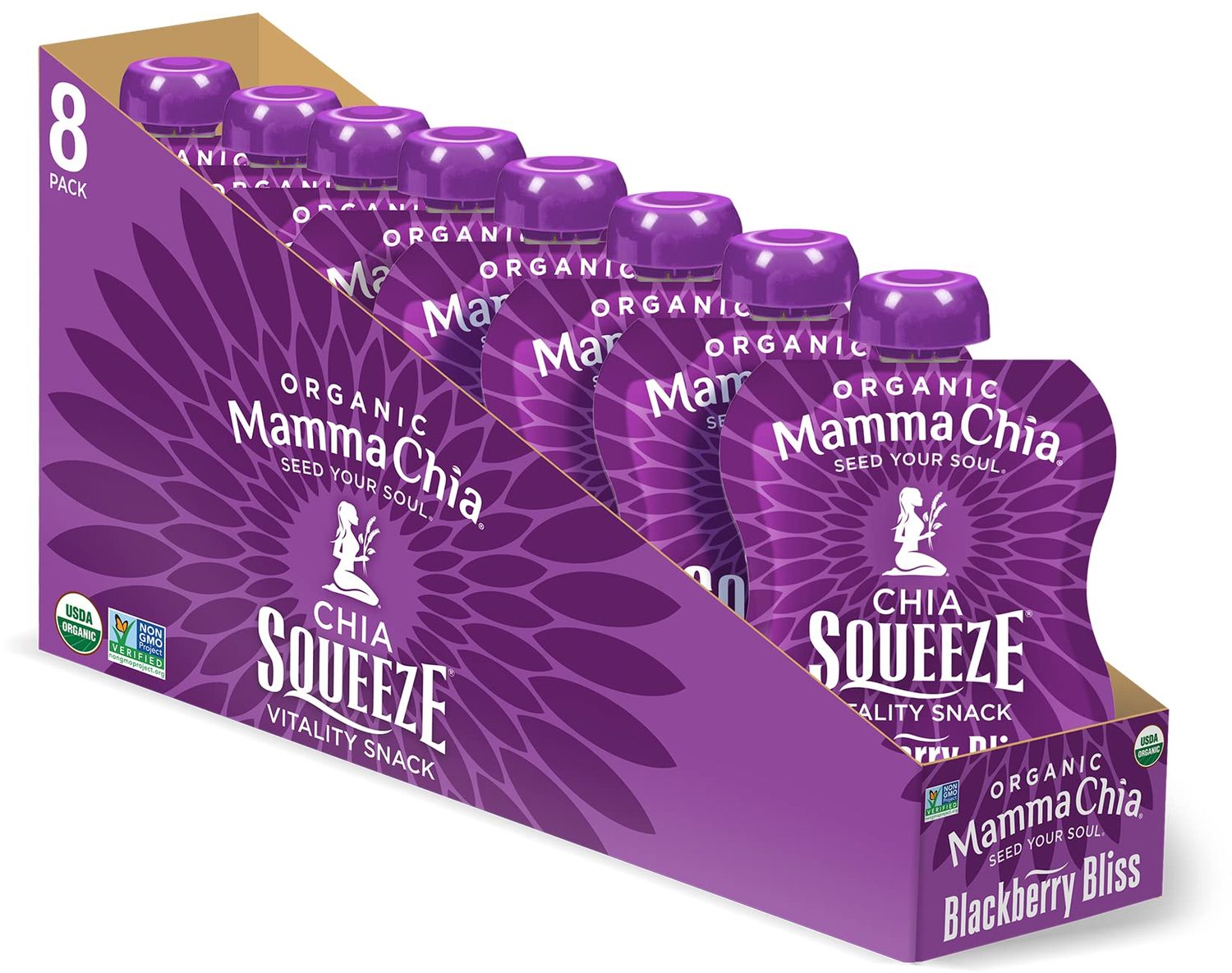 Mamma Chia Blackberry Bliss Organic Squeeze Snack, Non GMO, Gluten Free, 3.5 Ounces (Pack Of 16)