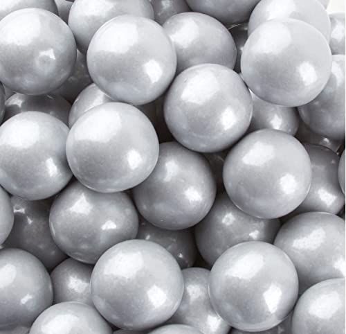 Bayside Candy 1&quot; Large Gumballs - Colored Gumball Collection - Gumball Machine - Shimmer Silver/Pearl Silver Gumballs 1&quot; Large (1LB)
