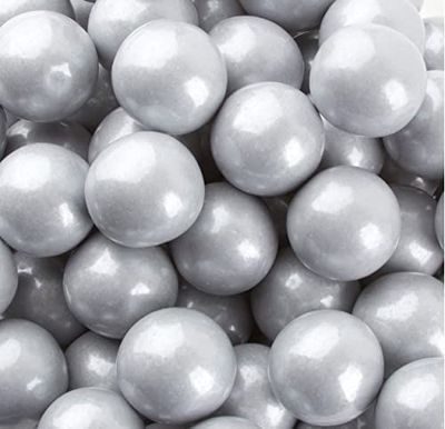 Bayside Candy 1&quot; Large Gumballs - Colored Gumball Collection - Gumball Machine - Shimmer Silver/Pearl Silver Gumballs 1&quot; Large (1LB)