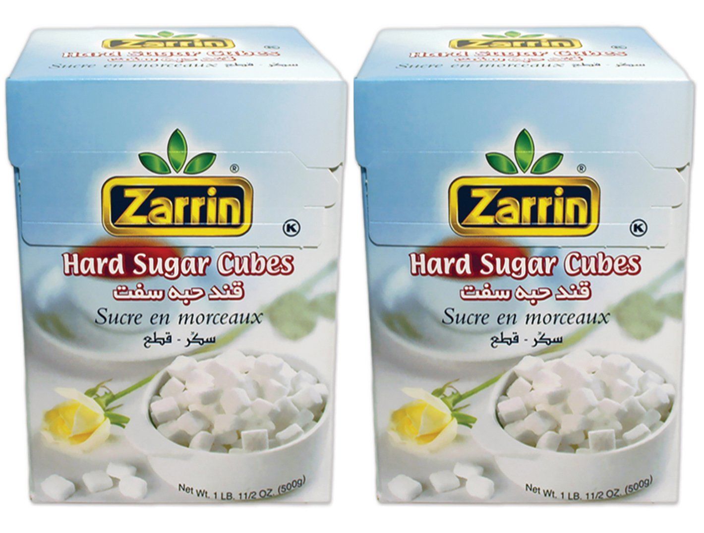Zarrin Hard Sugar Cubes (2 PACK) - 500G 17.6 Oz, (Slow Dissolving)